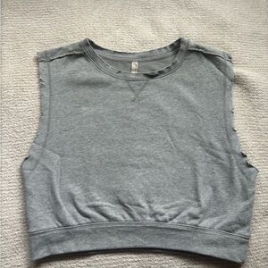FP Movement cropped gray tank with cut off sleeves